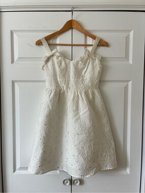 Seersucker jacquard polka-dot mini dress